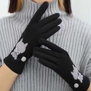 NEW Black Soft Fleece Kitty Cat Gloves